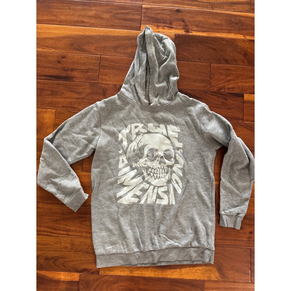 Kiabi Skull Graphic Hoodie Mens XS Gray Excellent True Dimensions Pullover